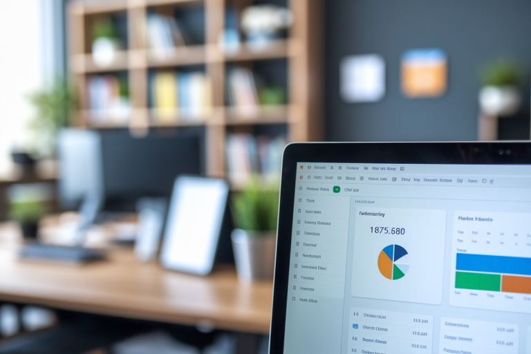 ecran-tableau-financier-flou-bureau