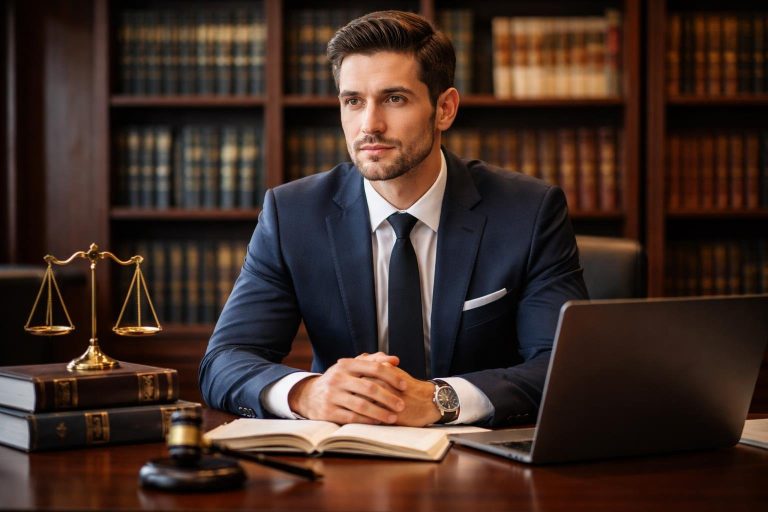 avocat-costume-bureau-livres-ordinateur