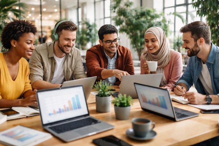groupe-freelances-espace-coworking-plantes