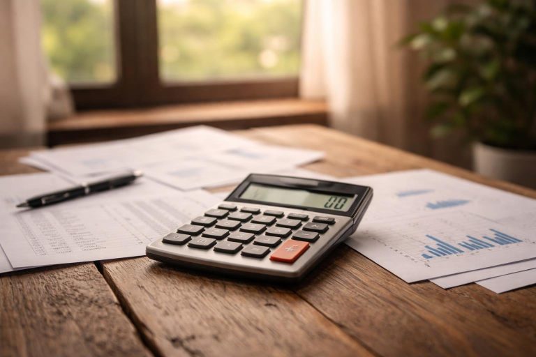 calculatrice-table-bois-papier-fenetre