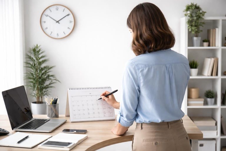 bureau-moderne-calendrier-horloge-personne